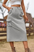 'Solana' Drawstring Waist Slit Denim Skirt - Celes Fashion